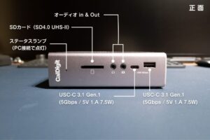 CalDigit TS3 Plus Thunderbolt 3 ドックの接続ポート内容：表面