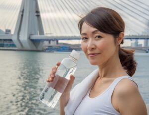 運動する40代の女性