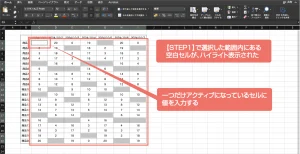 一つだけアクティブになっているセルに 値を入力する
