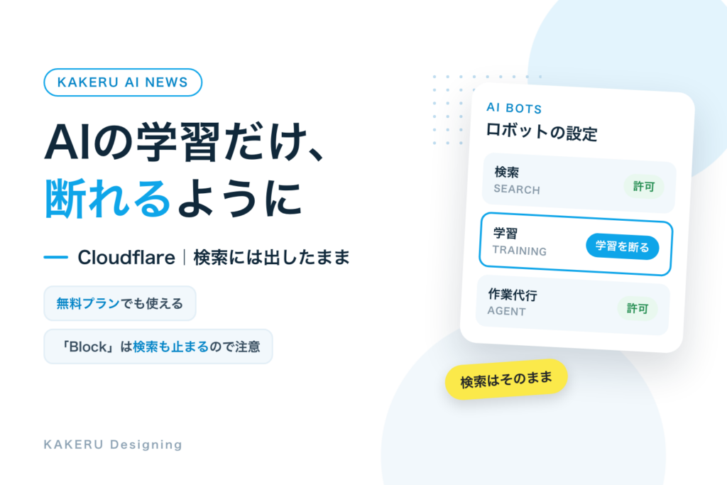 Cloudflareで、AIの学習だけ断れるように。検索には出したまま、何が変わった？