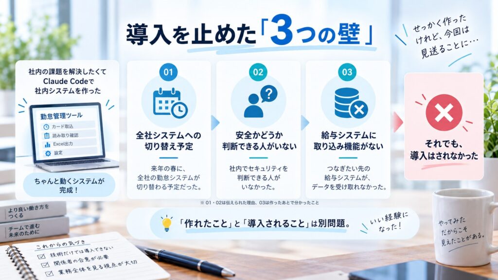 導入を止めた3つの壁の図