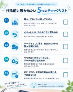 AIで社内ツールを作る前に確かめたい5つのチェックリスト