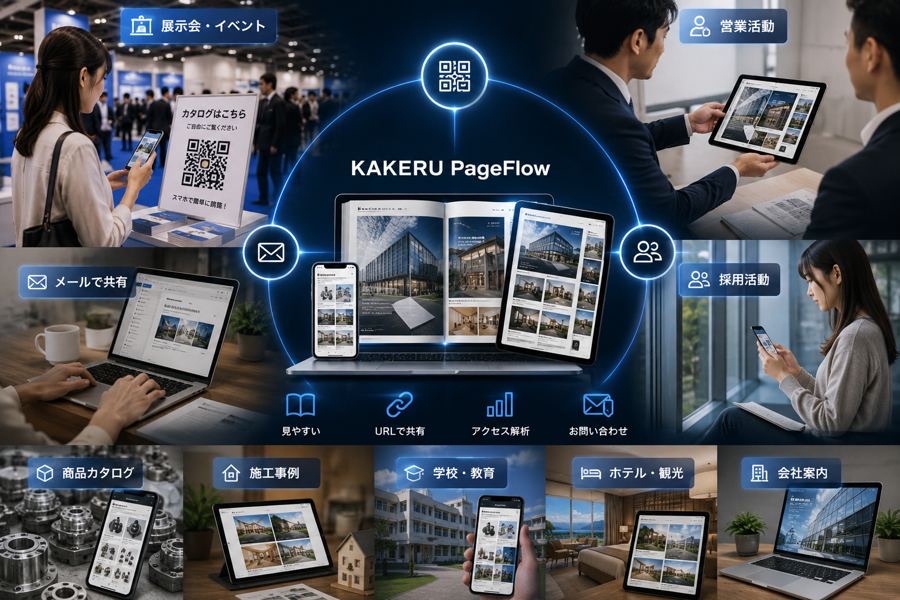 展示会・営業活動・採用活動などWebカタログの活用シーン