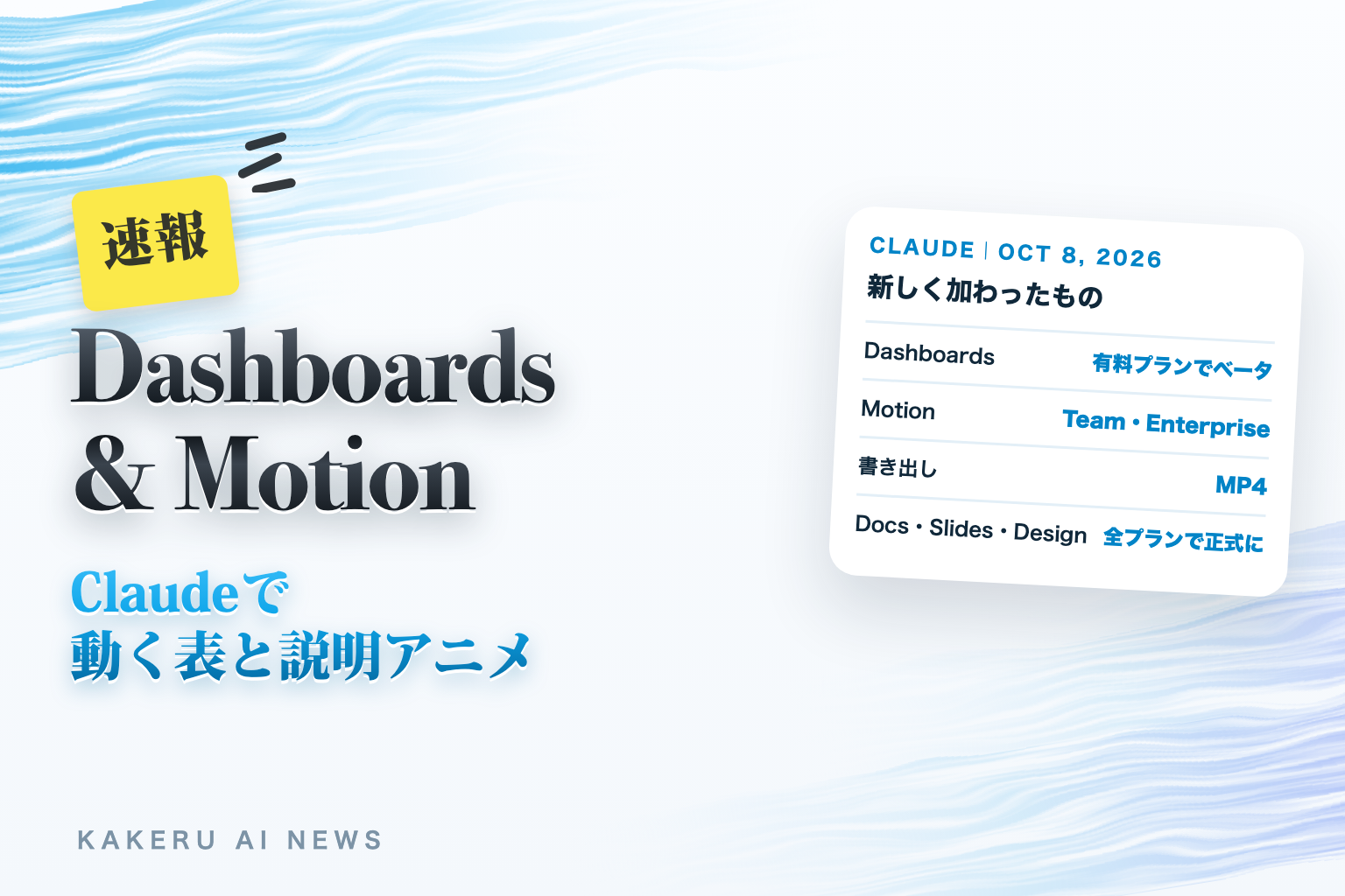 Dashboards & Motion Claudeで動く表と説明アニメ