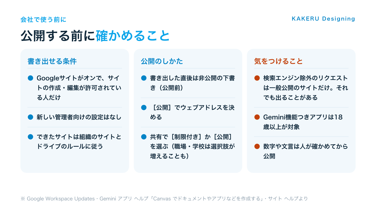 Geminiのアプリをサイトで公開する前に確かめること(書き出せる条件・公開のしかた・気をつけること)