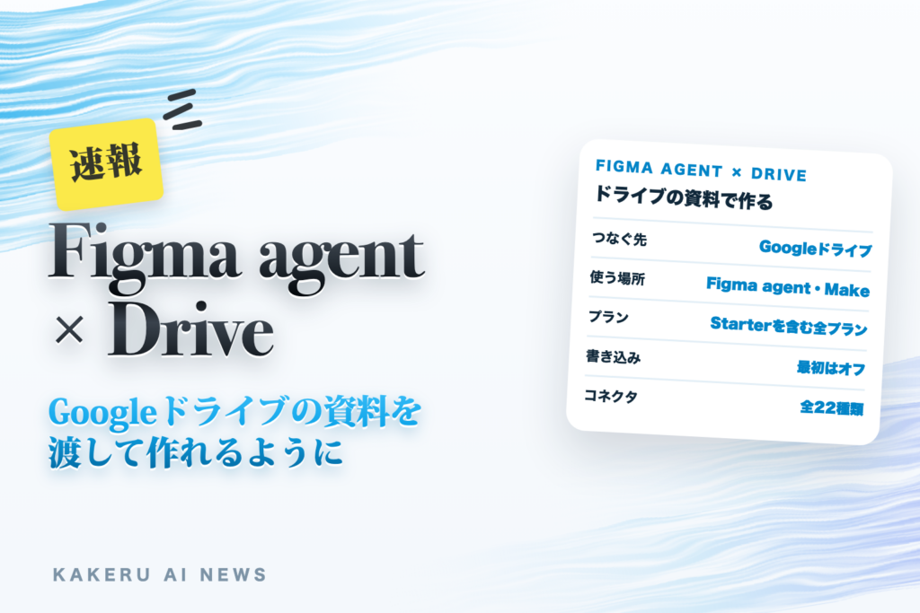 FigmaのAIにGoogleドライブをつなげるように（資料を読んでデザインを作り、決めたことをドライブに残す。全プラン対象、つなぐ前に決めること）