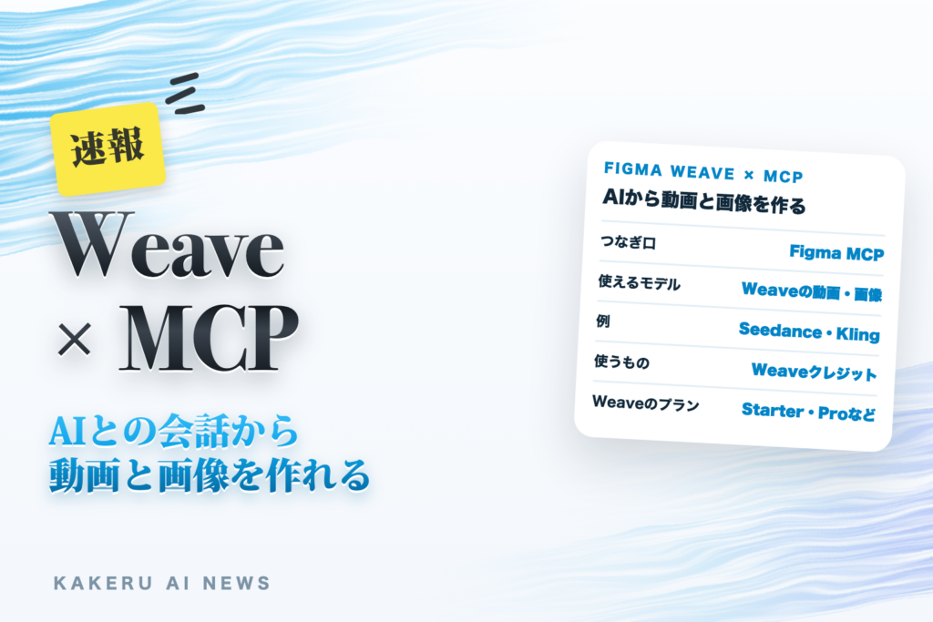 Figma WeaveのモデルをAIから直接使えるように（Figma MCP経由で動画と画像を作る。使う前にそろえるプランとクレジットの注意点）