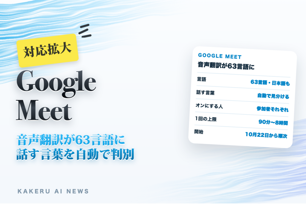 Google Meetの音声翻訳が63言語に（話す言葉を自動で見分け、1つの会議で何か国語でも。使えるプランと90分の上限、録画では使えない点も）